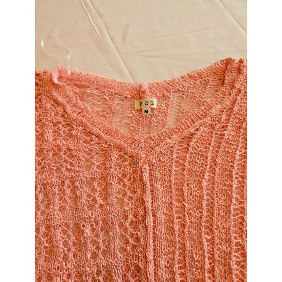 POL Oversized Open Knit Oversized V Neck Distressed Sweater Sz M NWOT - Picture 5 of 7